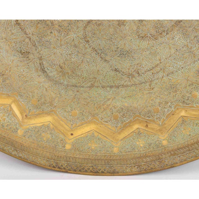 Indian Sunburst Motif Brass Circular Tray For Sale - Image 4 of 7