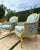 French French Louis XV Style Blue-Green Bergere Wing Chair Set of 2 With Gold Leaf Details For Sale - Image 3 of 10
