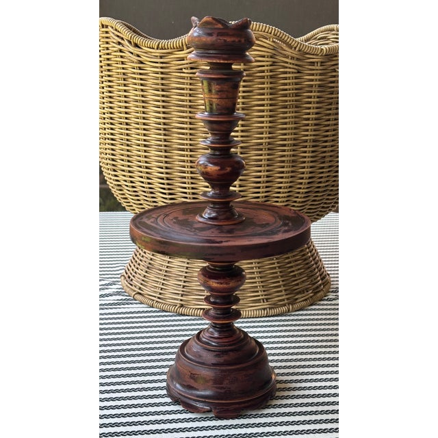 Antique Dutch Colonial Treen Turned Wood Candleholder (pricket lacking) A strong design inspired by 17th century Dutch...