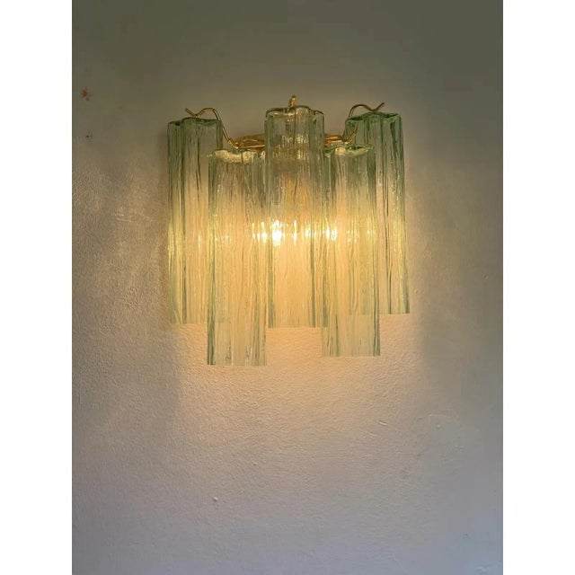 Green “tronchi” murano glass wall sconce hand-made in wather-green murano glass . hight italian handcraft, a luxury piece...