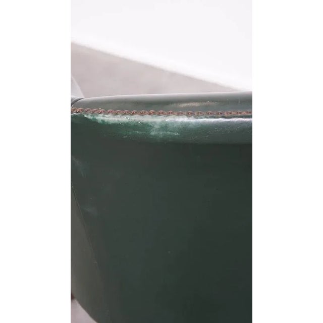 English Green Cowhide and Wooden Chair For Sale - Image 13 of 16