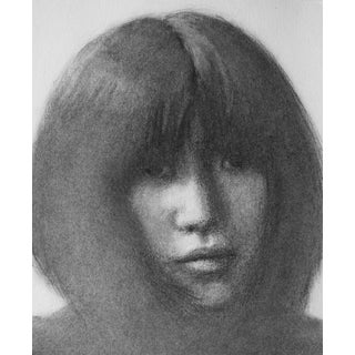 Kaede by Maria Jimenez | Charcoal Portrait of a Young Woman For Sale