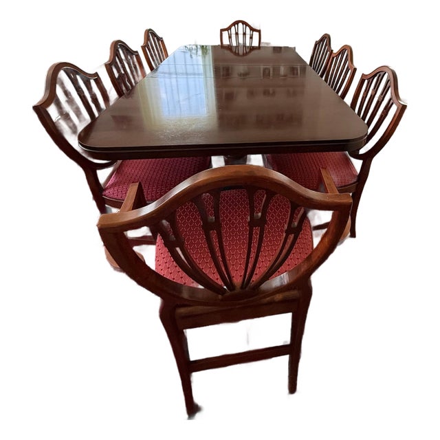 1949 Drexel "New Travis Court" Mahogany Dining Table & 8 Thomasville Chairs For Sale