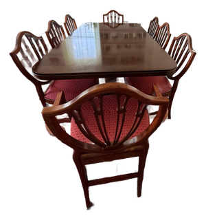 1949 Drexel "New Travis Court" Mahogany Dining Table & 8 Thomasville Chairs
