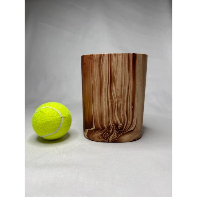 Frenc;h Country Faux Bois Ceramic Vase, Brown & Cream For Sale - Image 9 of 9