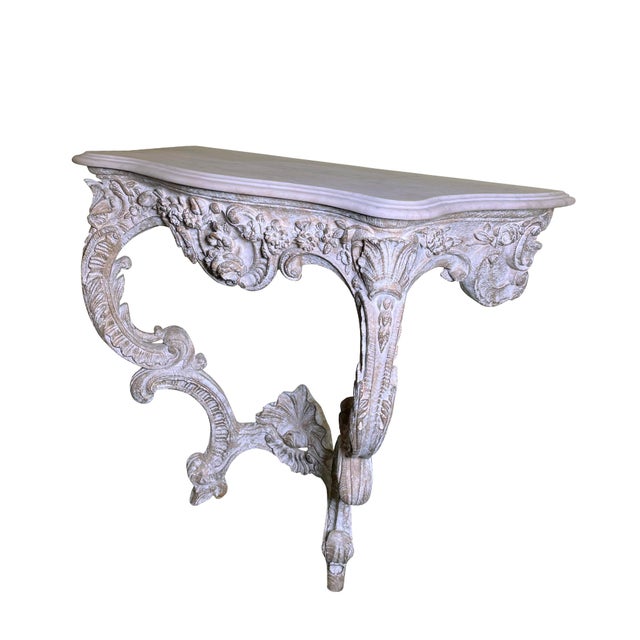 Pair of 19th Century Rococo Style Carved Console With Original White ...