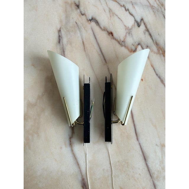 Mid-Century Modern Mid-Century Modern Scandinavian Milk Glass and Brass Wall Lights, Denmark, 1960s, Set of 2 For Sale - Image 3 of 18