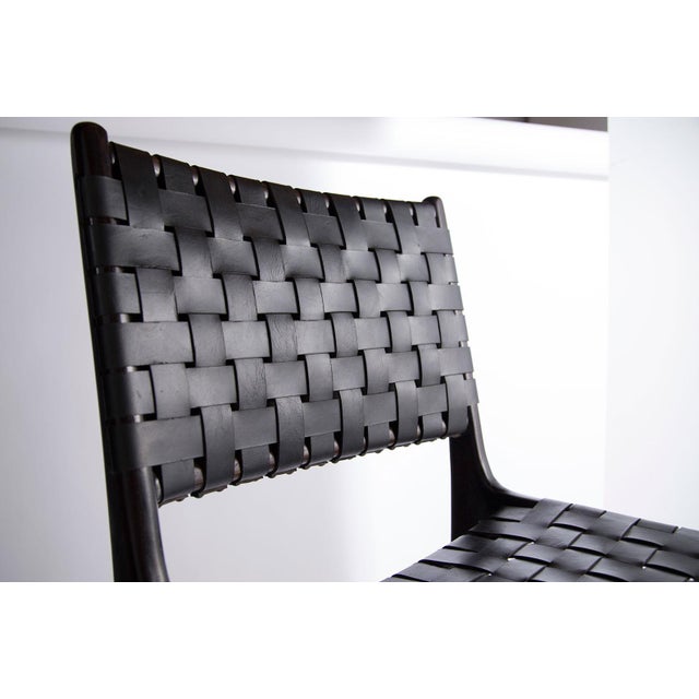 Andrianna Shamaris Modern Chair Series Double-Backed Leather Woven Chair For Sale - Image 12 of 18