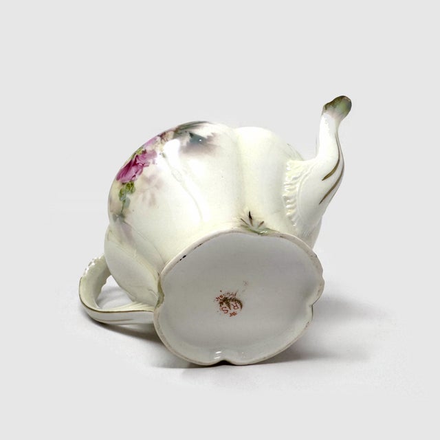 Art Nouveau Early 20th Century Rs Prussia Teapot Floral Pink Flowers Gold Trim Marked For Sale - Image 3 of 9