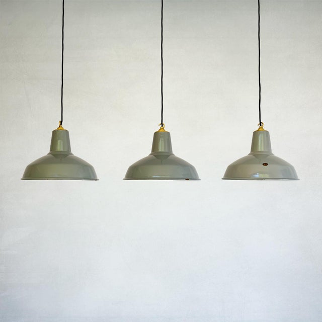 Industrial Grey Enamel Pendant Light, 1950s For Sale - Image 17 of 17