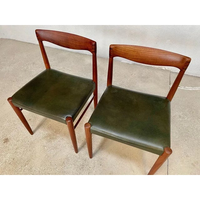 Mid-Century Modern Set of Danish Teak Side Chairs with Leather Seats by H.W. Klein for Bramin, 1960s For Sale - Image 3 of 14
