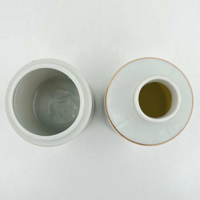 Antique French Ceramic Apothecary Jars - A Pair For Sale - Image 9 of 10