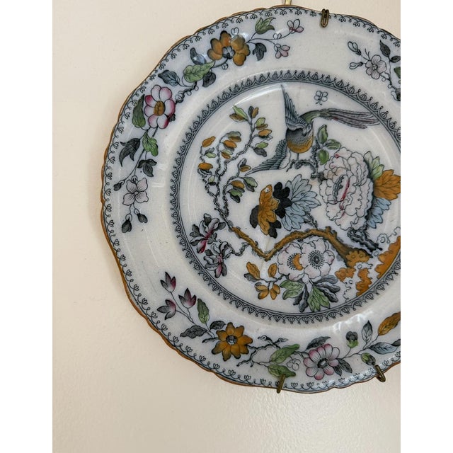 Antique, Early. 20th Century Ashworth Bros Hanley England Ironstone Chinoiserie Bird and Flower Plate For Sale - Image 9 of 12