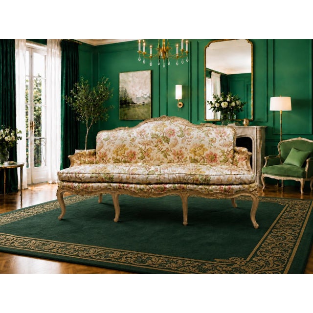 We are smitten with this elegant Louis XV style canapé sofa by Yale R. Burge. The hand-carved frame is lightly distressed...
