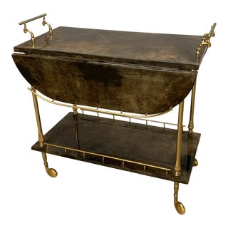 1960’s Aldo Tura Goatskin Bar Cart For Sale