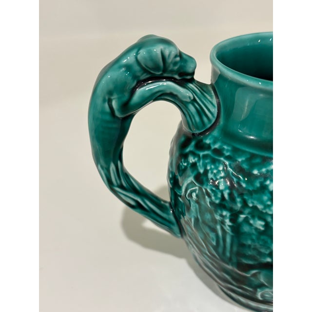 Wedgwood Vintage Wedgwood Etruria & Barlaston Hound-Handle Majolica Pitcher For Sale - Image 4 of 17