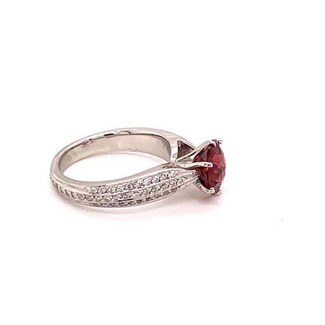 Diamond Platinum Tourmaline Rubellite Ring 5.75 2.43 TCW Certified For Sale In New York - Image 6 of 11