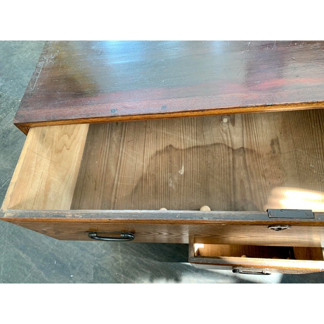 Turn of the Century Tiger Maple Low Cabinet W/ Hand-Hammered Iron Pulls For Sale - Image 9 of 12