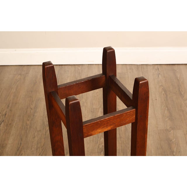 Mission Gustav Stickley Arts And Crafts Oak Umbrella Stand model #54 For Sale - Image 3 of 18