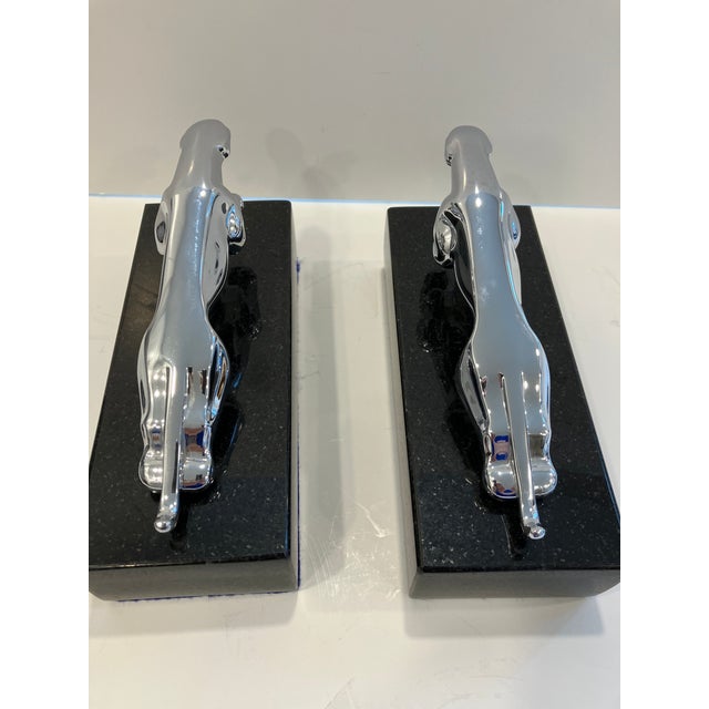 Pair of Chrome Jaguar Bookends For Sale - Image 4 of 4