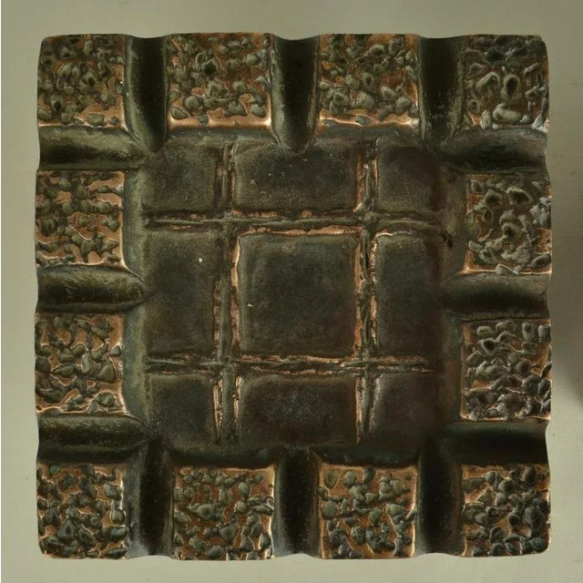 Brutalist Brutalist Bronze Square Push Pull Door Handles with Geometric Reliefs, 1970s, Set of 2 For Sale - Image 3 of 8