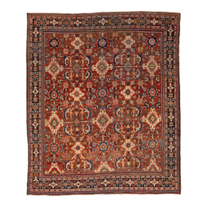 Vintage Persian Mahal Wool Rug - Hand-Knotted Antique Floral Area Rug in Red