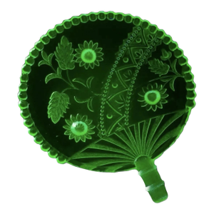 Adams & Co. Eapg Canary Vaseline Glass Fan Plate – Victorian Uranium Glass Tray, Circa 1886