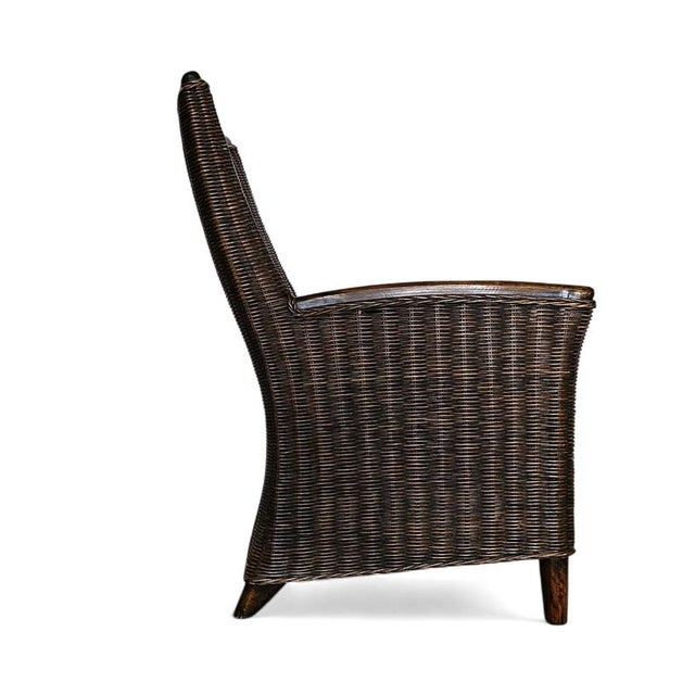 Rattan Armchair with Wooden Armrests and Leather Seat, 1960s For Sale - Image 14 of 16