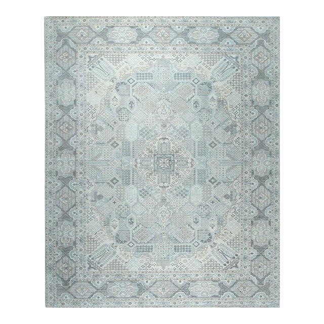 6x9 Tessa Bespoke Green Traditional Medallion Handmade Wool Room Size Carpet Rug For Sale