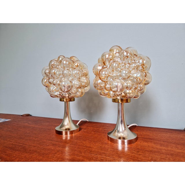 Bubble Glass Lamps by Helena Tynell for Glashütte Limburg, 1970, Set of 2 For Sale - Image 4 of 18