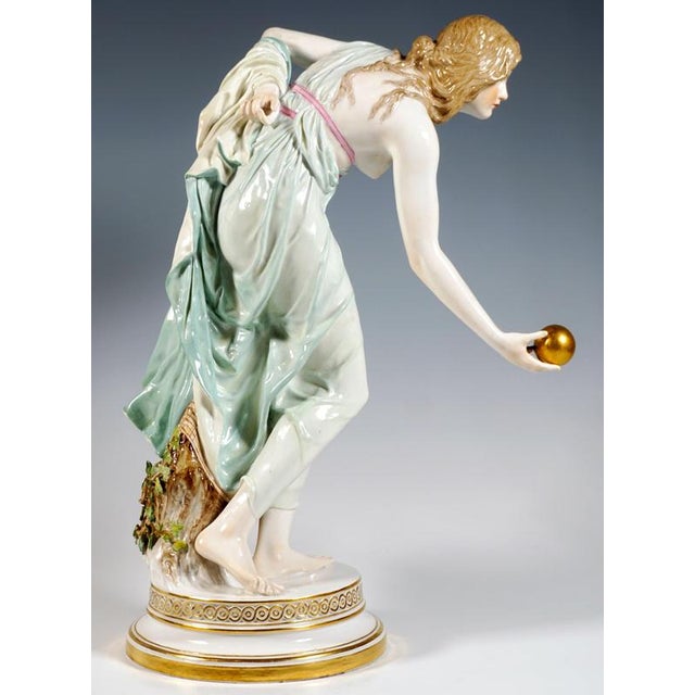 Art Nouveau Young Lady Ball Player Figure by Walter Schott for Meissen, 190 For Sale - Image 4 of 10
