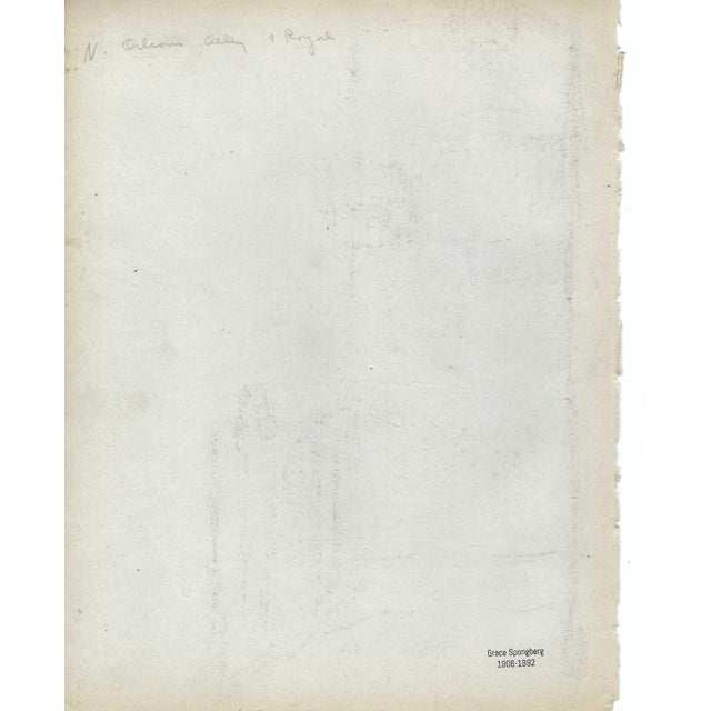 1940s Grace Spongberg Open Shutters French Quarter New Orleans Drawing For Sale - Image 4 of 4