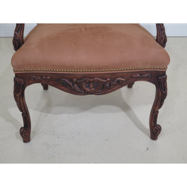 French Hancock & Moore Suede Leather French Open Arm Chairs- A Pair For Sale - Image 3 of 10