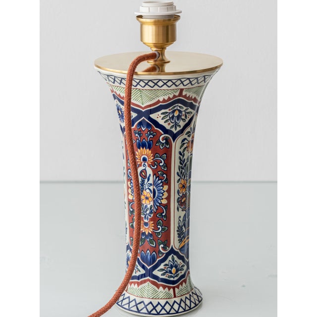 Hand-Painted Trumpet Table Lamps by Boch Frères for Delft, 1950s, Set of 2 For Sale - Image 6 of 17