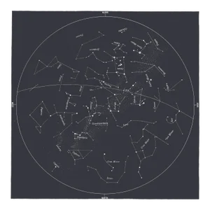 Reproduction Square Vintage Minimal Star Map With Constellations - Slate Gray