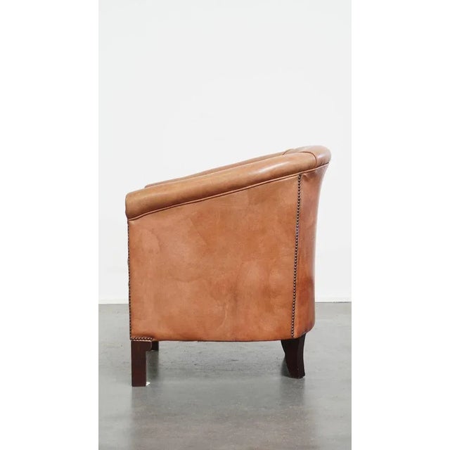 English Style Light Cognac Cowhide Club Chair For Sale - Image 5 of 15