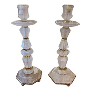 Pair of French Rock Crystal Lamps For Sale