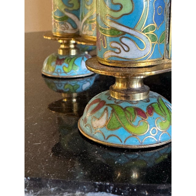 Stunning Vintage Cloisonné Champleve’ Enamel Colonnade Mantel Clock For Sale - Image 12 of 12