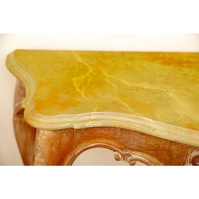 Late 20th Century Decorative Crafts Inc. Louis XV Style Faux Marble Top Console For Sale - Image 5 of 6