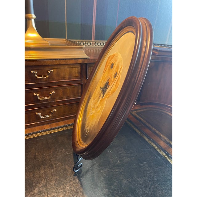 1980s Original R. F. Fullick Painting “Yellow Labrador” in Oval Wood and Gilt Frame For Sale - Image 4 of 7