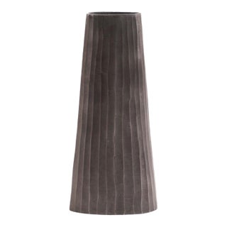 Graphite Chiseled Metal Vase For Sale
