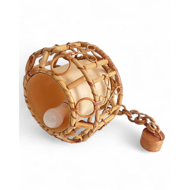 Mid-Century Modern French Riviera Bamboo and Rattan Pendant Lamp, 1960s For Sale - Image 18 of 18