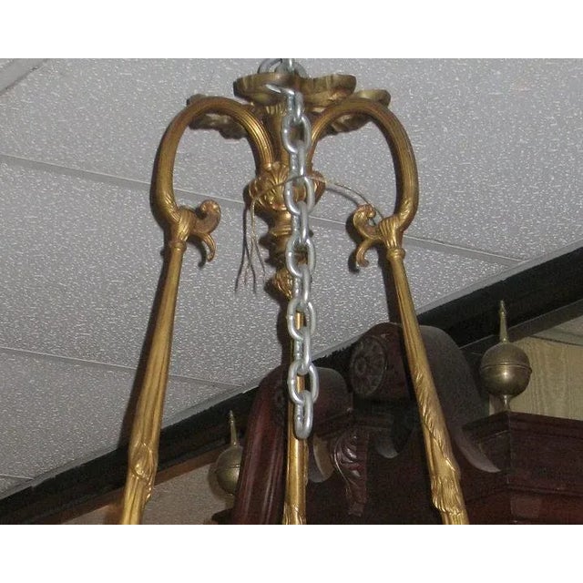 Antique French Empire Style Bronze Chandelier For Sale - Image 4 of 5