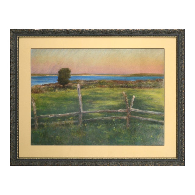 Chilmark Pond", Martha's Vineyard Plein Air Coastal Island Pastel Landscape by Anne F. Cook For Sale