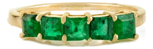 Solid Gold Emerald Half Square Eternity Band Ring Size 7