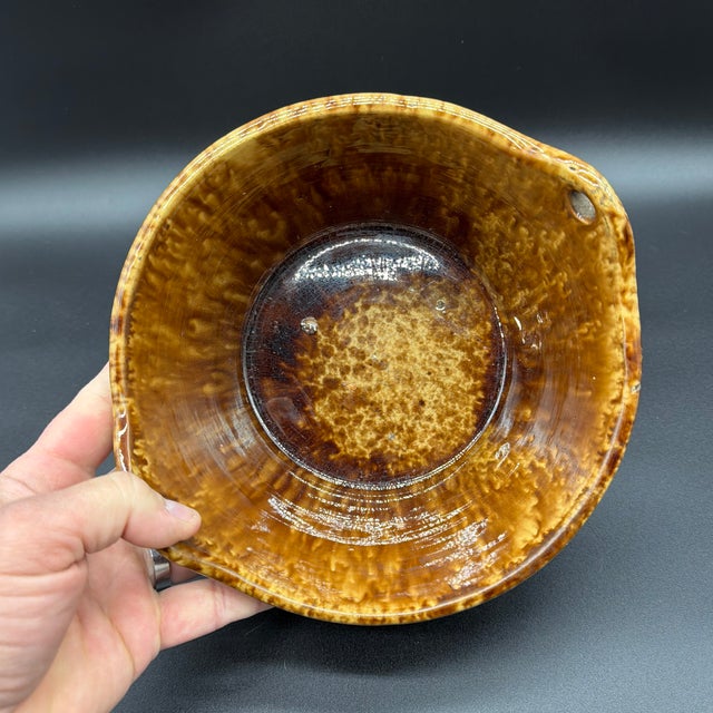 Ceramic A Antique Rockingham Glazed Yellowware Pottery Barrel Form Crock, Circa 1860’s For Sale - Image 7 of 12