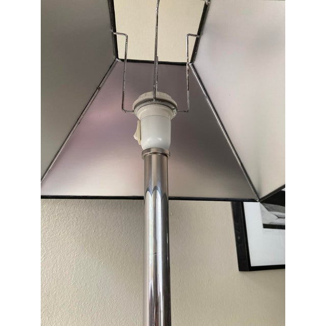 1980s Italian Pink Marble and Nickel Lamp With Gloss Black Paper Shade For Sale In Los Angeles - Image 6 of 7
