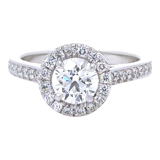 Platinum & 18ct White Gold Diamond Engagement and Wedding Ring Set 1.16ct, Size 5.5 For Sale