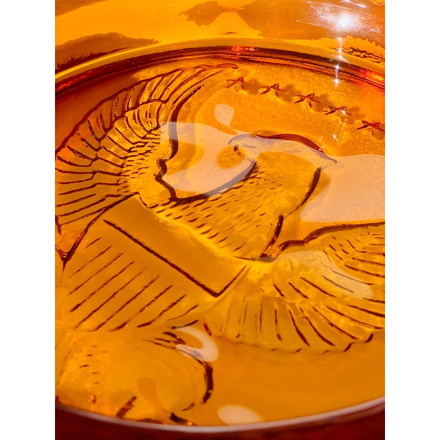 Vintage ExtraLarge Federal Eagle Amber Glass Ashtray Chairish