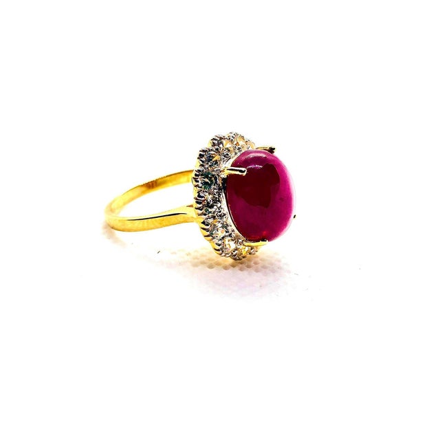 Bochic “Capri” Vintage Natural Ruby & Natural Topaz Retro Ring Set In 18K Gold For Sale - Image 9 of 10